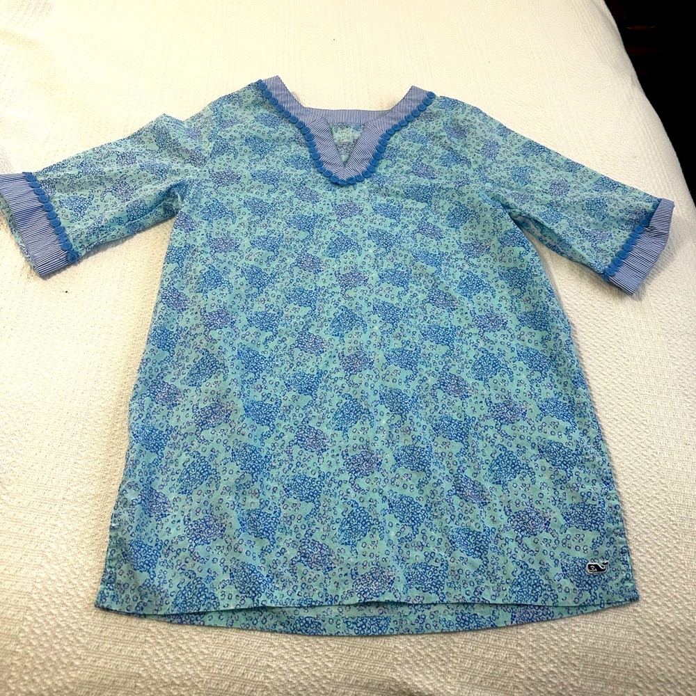 Vineyard Vines Floral Turtle Print Tunic, Sz Sm/Med